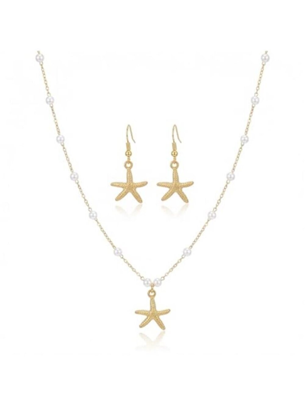 Summer Starfish Pearl Necklace Earring Set